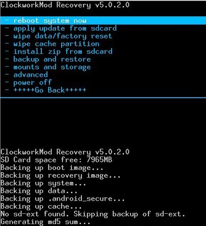 android clockworkmod recovery mode